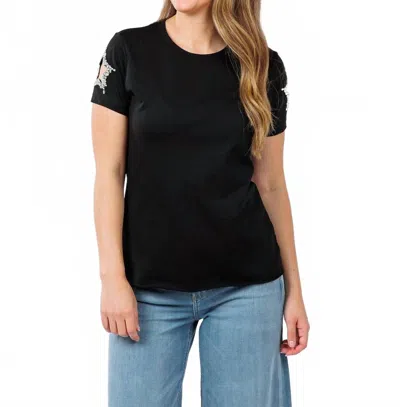 Suzy T Women's Stars Cut Out Sleeve Top In Black