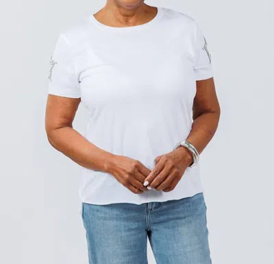 Suzy T Women's Stars Cut Out Sleeve Top In White