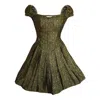 Svarini Women's Gold / Green / Black Puff Rani Corset Mini Dress In Multi