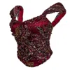Svarini Women's Gold / Red Sirena Corset – Hand-embroidered Sequin Mermaid Top In Multi