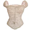 Svarini Women's Gold / Silver / White The Fleur Corset – Cream Puff Sleeve Princess Top In Multi