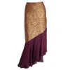 Svarini Women's Red / Gold Sita Ruffle Maxi Skirt – Burgundy Gold In Multi