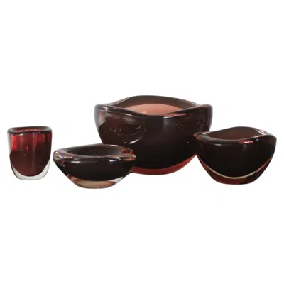 Pre-owned Sven Palmquist Selena Glass Bowl By Sven Palmqvist For Orrefors, 1950s, Set Of 4 In Black