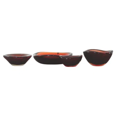 Pre-owned Sven Palmquist Selena Glass Bowl By Sven Palmqvist For Orrefors, 1950s, Set Of 4 In Black