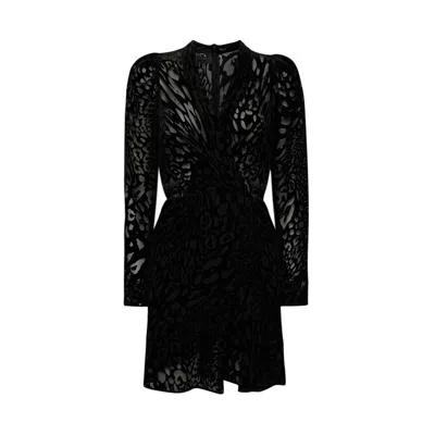 Sveta Milano Women's Black Cambridge Silk Velvet Dress In Leopard Motif