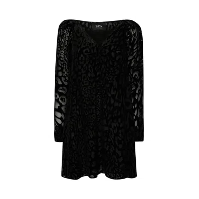 Sveta Milano Women's Black Yale Devoré-velvet Dress In Leopard Motif