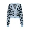 Sveta Milano Women's Dakota Light Blue/black Leopard-jacquard Short Cardigan In Black/blue