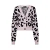 Sveta Milano Women's Dakota Pink/black Leopard-jacquard Short Cardigan In Black/pink