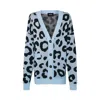 Sveta Milano Women's Georgia Light Blue/black Leopard-jacquard Long Cardigan In Black/blue