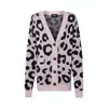 Sveta Milano Women's Georgia Pink/black Leopard-jacquard Long Cardigan In Black/pink
