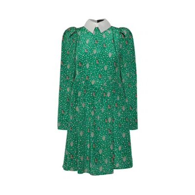 Sveta Milano Women's Green Oxford Silk Floral Dress - Limited Edition