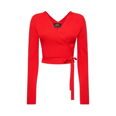 Sveta Milano Women's Judith Red Cashmere-wool Blend Wrap Cardigan