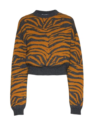 Sveta Milano Women's Martesana Grey/orange Cashmere Sweater