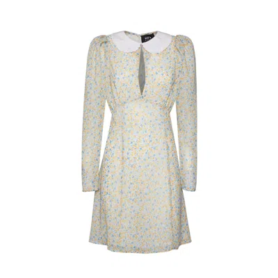 Sveta Milano Women's Neutrals Seattle Floral Short Dress With Embroidered Collar In White