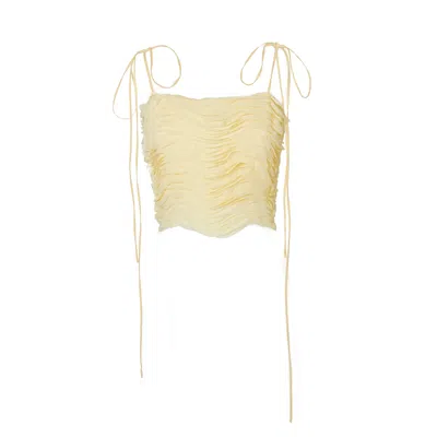 Sveta Milano Women's Neutrals Trinacria Ruffles Top