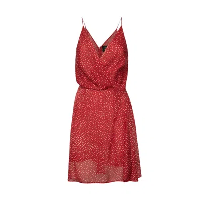 Sveta Milano Women's Red Nancy Short Dress In Dotted Silk Georgette