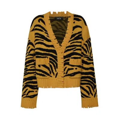Sveta Milano Women's Tiger Jacquard Short Cardigan In Black/yellow