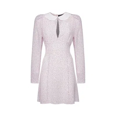 Sveta Milano Women's White Seattle Polka-dot Silk Dress With Embroidered Collar