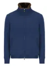 Svevo Fur-trimmed Elbow-patch Jacket In Blue