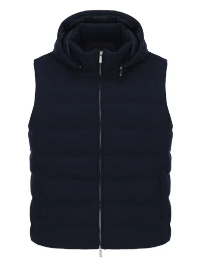 Svevo Hooded Quilted Gilet In Blue