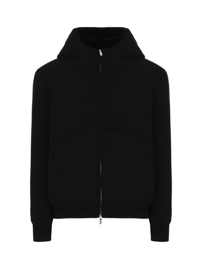 Svevo Hooded Zip-up Sweater In Black