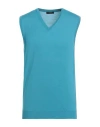 Svevo Man Sweater Turquoise Size 40 Wool In Blue