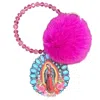 Sw Trading Guadalupe Pom Pom Keychain In Hot Pink