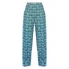 Swaay Women's Black / Grey Wide Leg Trouser Pant High Waist With Pockets Green Black Medusa Print In Black/grey