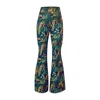 Swaay Women's Flare Trouser Pants Green Jungle Print In Green