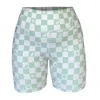Swaay Women's Green / Neutrals Active Biker Shorts Olive Ivory Checkered Print In Green
