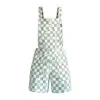 Swaay Women's Neutrals / Green Overall Romper Checkered Print In Green