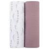 Swaddle Blanket Cotton Muslin  2 Pack In Leaves/solid Lavender