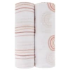 Swaddle Blanket Cotton Muslin  2 Pack In Pink Rainbow/stripes
