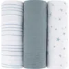 Swaddle Blanket Cotton Muslin  3 Pack In Blue Star