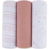Swaddle Blanket Cotton Muslin  3 Pack In Dusty Rose Stars