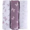 Swaddle Blanket Cotton Muslin  3 Pack In Lavender Butterfly