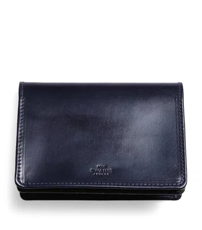Swaine Leather Business Card Case In Blue