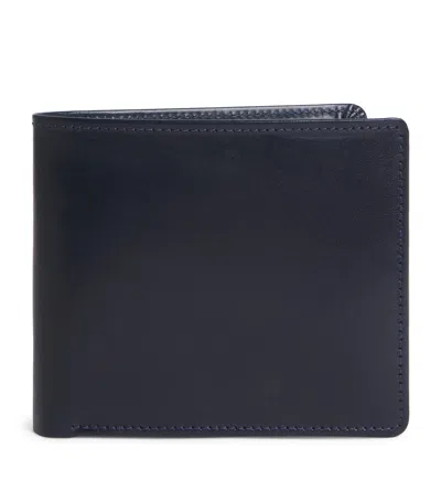 Swaine Leather Compact Bifold Wallet In Blue
