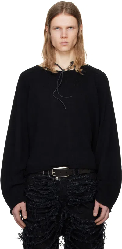 Swampgod Black Hand Knit Basic Sweater
