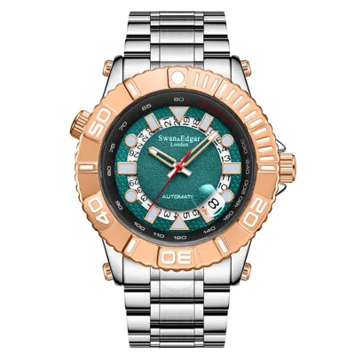 Swan & Edgar Geometric Racer Automatic Green Dial Men's Watch Se1472 In Metallic