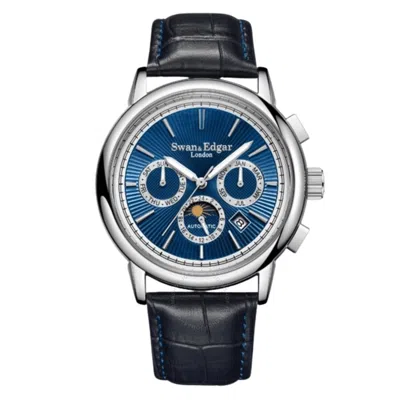 Swan & Edgar Opulent Automatic Blue Dial Men's Watch Se0029 In Black