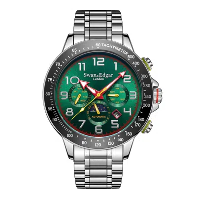 Swan & Edgar Sports Elegance Automatic Green Dial Men's Watch Se0089 In Metallic