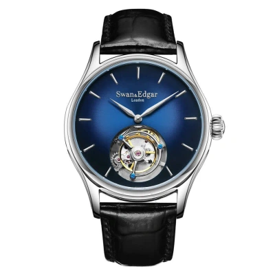 Swan & Edgar Tourbillon Blue Dial Men's Watch Se0070t In Blue / Skeleton