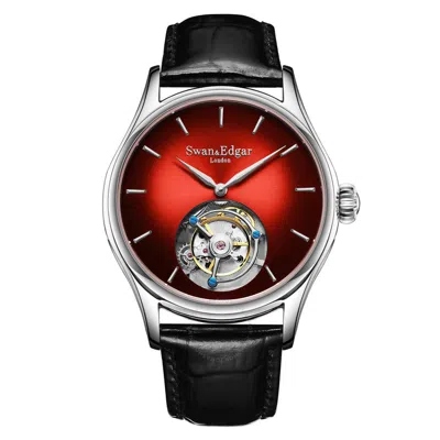 Swan & Edgar Tourbillon Red Dial Men's Watch Se0069t In Red   / Black