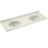 Swan Chesapeake Solid Surface 61" Double Bathroom Vanity Top In Bisque