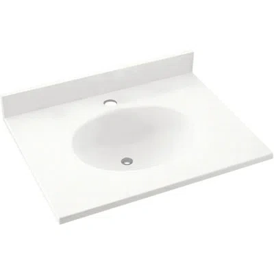 Swan Ellipse 25" Single Bathroom Vanity Top In Tahiti White