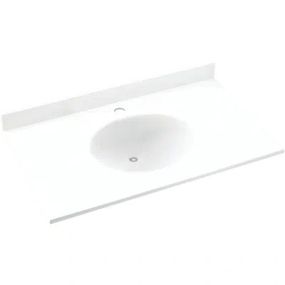 Swan Ellipse 43" Single Bathroom Vanity Top In Tahiti White