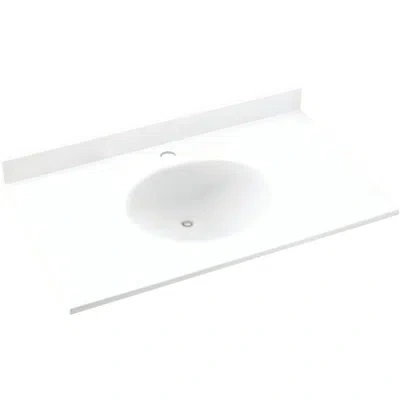 Swan Ellipse Solid Surface 31" Single Bathroom Vanity Top In Tahiti White