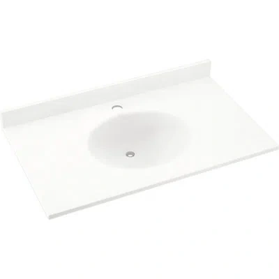 Swan Ellipse Solid Surface 37" Single Bathroom Vanity Top In Tahiti White