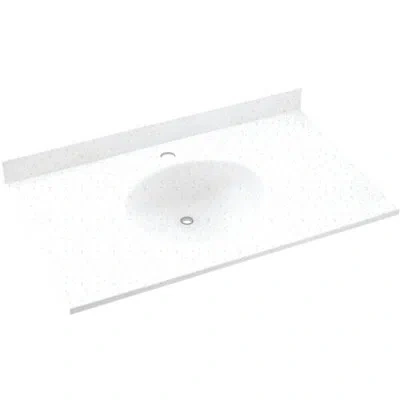 Swan Ellipse Solid Surface 49" Single Bathroom Vanity Top In Arctic Granite